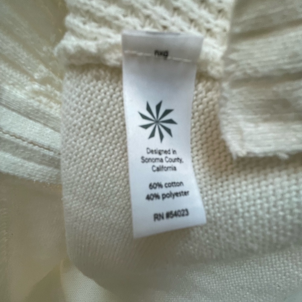 Athleta Waffle Knit Cream Cotton Blend Sweater Extra Small - Picture 6 of 7